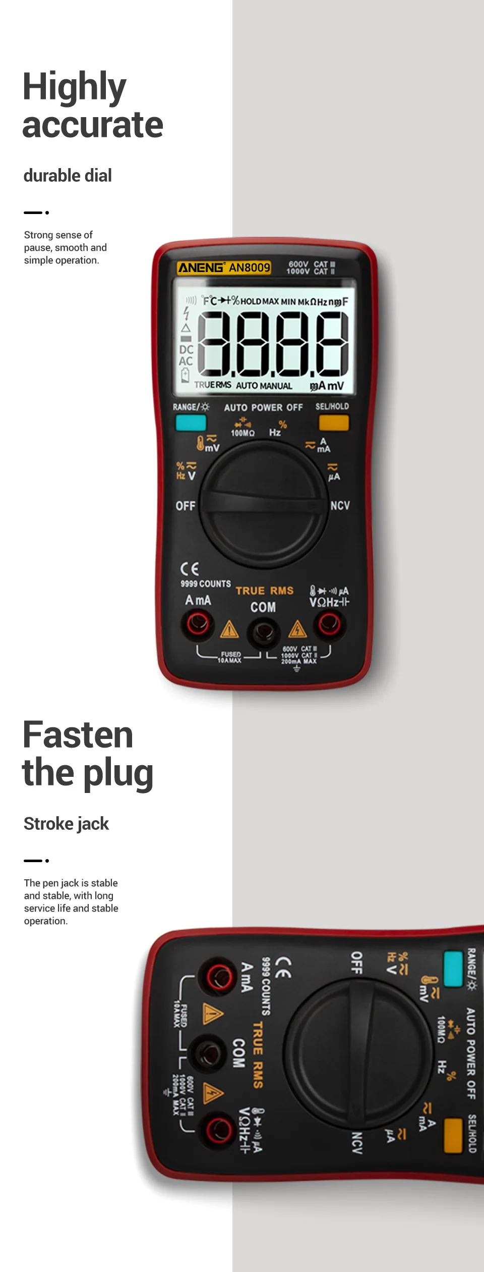 ANENG AN8009 мультиметр цифровой тестер multimeter esr метр мультиметры 9999 граф цифровой мультиметр транзистор тестер tester мултиметр тестор мультитестер мультиметр с термопарой конденсатор автоматический мультимет