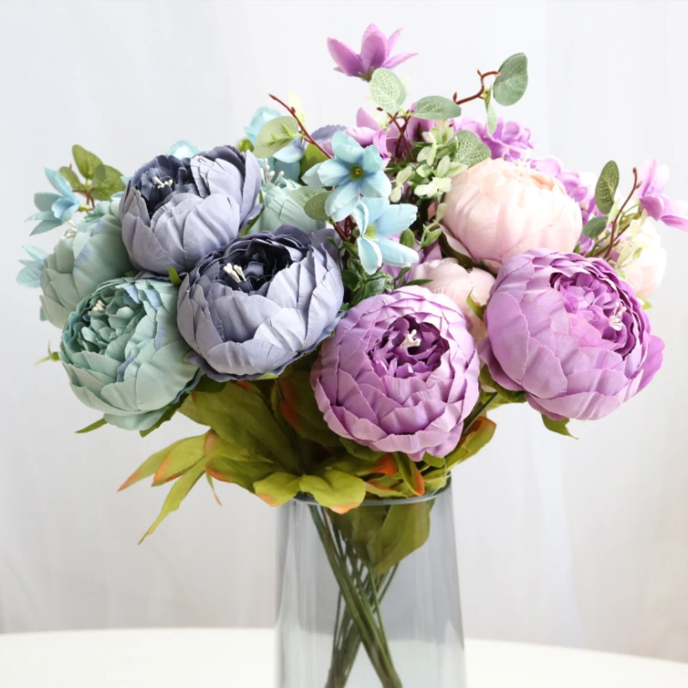 

Simulation Plant Peony Artificial Flower Retro Home Decoration Weddings European Fake Flowers Multicolor Vintage Decorations