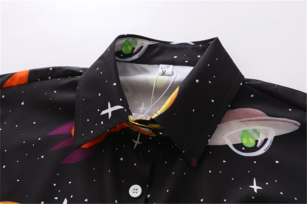 

Joker Spaceship Loose Print Pattern Shirt Women