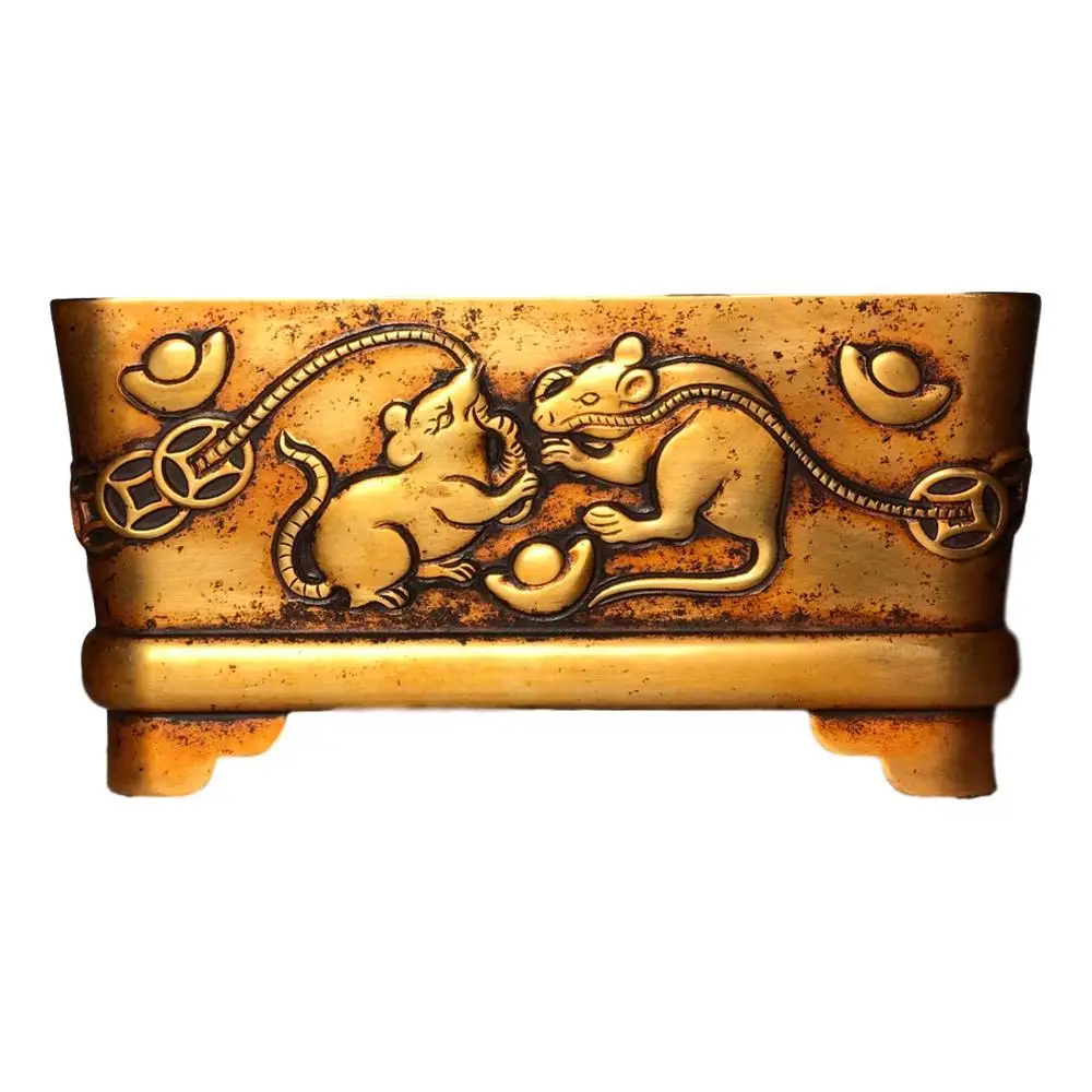 

LaoJunLu Red Copper Full [Mouse Fortune] Incense Burner Decoration [Recognition: Daming Xuande Years] Imitation antique bronze