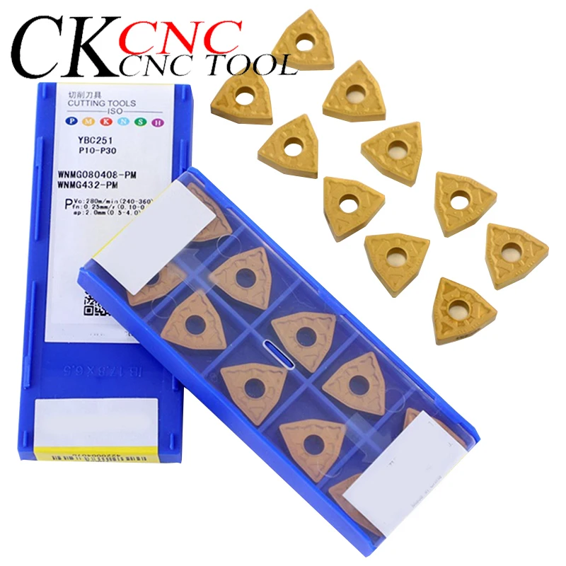 

10pcs WNMG080408-PM YBC251 / WNMG432-PM YBC251 CNC lathe Semi-fine machining (negative angle) carbide insert for steel