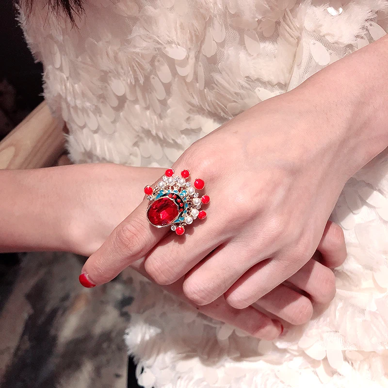 Новинка имитация жемчуга Пекинская опера милые кольца винтажные стразы Сычуань