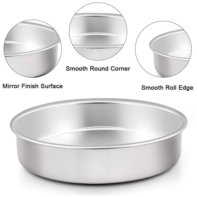 

Cake Pan, Stainless Steel Round Cake Pan Baking Tier Cake Pans Set, 8 inch & 9inch & 11 inch, Healthy & Heavy Duty, Mirror Fini