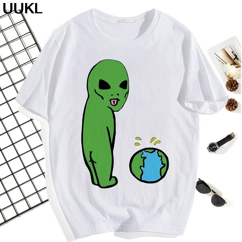 UUKL Poleras Mujer De Moda 2020 летняя белая футболка Harajuku Kawaii Alien Fun Футболка для отдыха модная