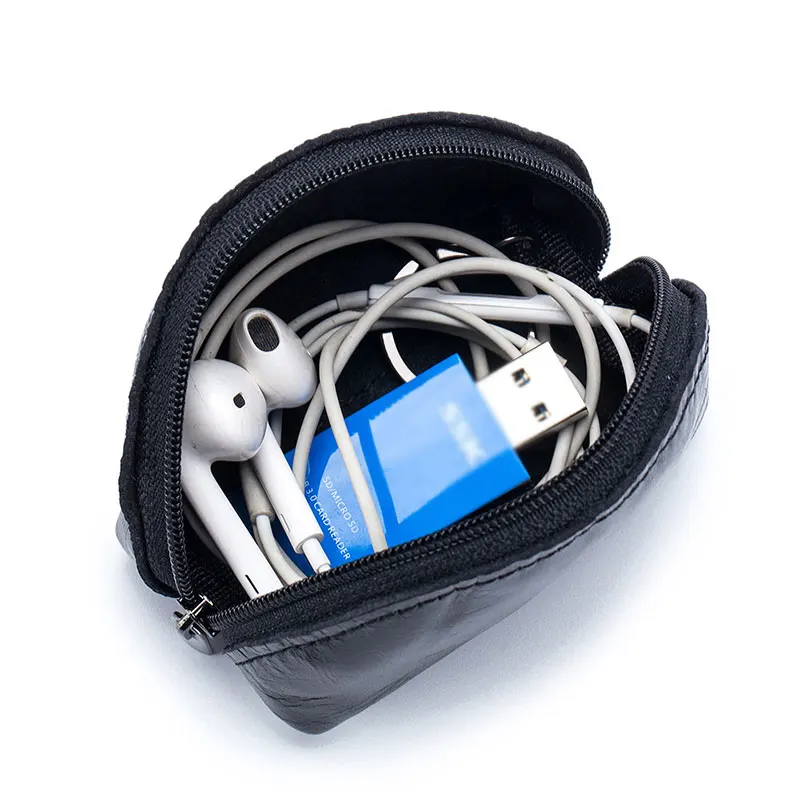 

Oil Wax Leather Mini Coin Purse Men And Women Earphone Storage Bag Earphone Bag Candy Color Coin Bag Multifunctional Storage Bag