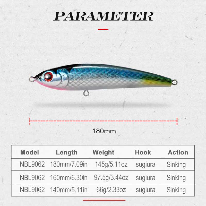 Noeby карандаш приманка stickbaits Leurr Морская рыбалка морского окуня 160 мм 97 5g