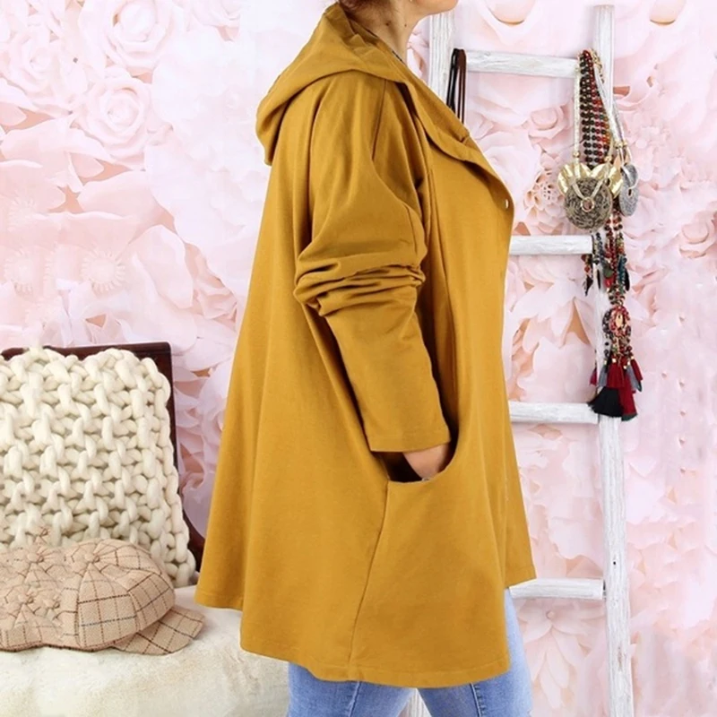 Осенняя весенняя одежда оверсайз Женские повседневные пальто с капюшоном