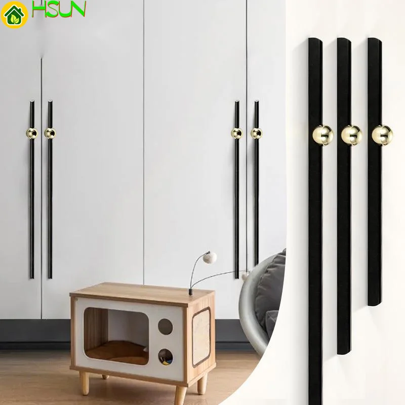 Длинная ручка для шкафа из алюминиевого сплава черного и золотого цвета длиной 1