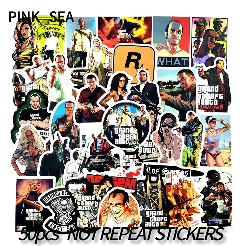 10/30/50Pcs/set Grand Theft Auto Classic Game Stickers For Snowboard Luggage Motorcycle Laptop Scrapbook Fridge Skateboard