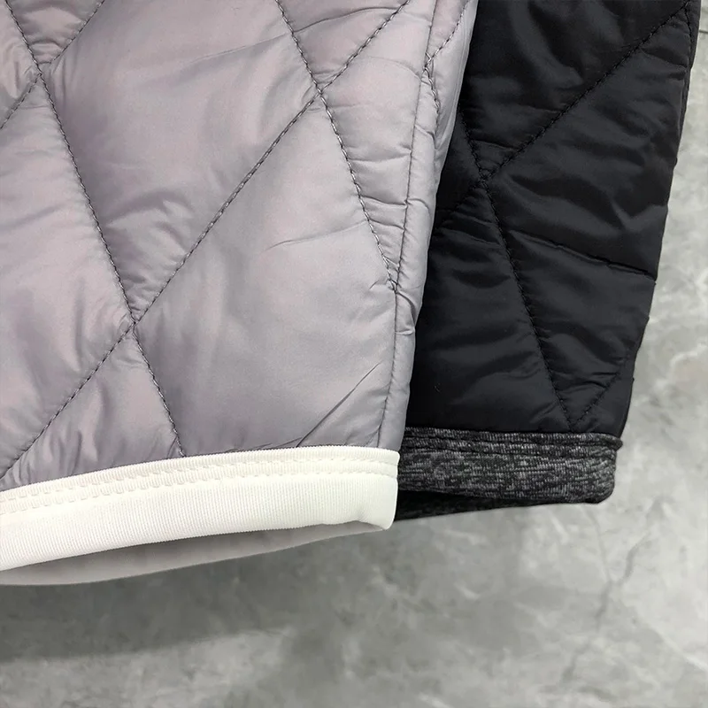 TB THOM Coats Winter Fashion Brand Men's Jacket Classic RWB Stripe Diamond Lattice Turtleneck Cotton-Padded Pullovers Jackets