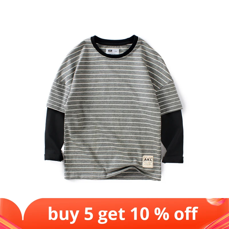 Осень-зима 2020 одежда для малышей детские футболки хлопковые полосатые топы