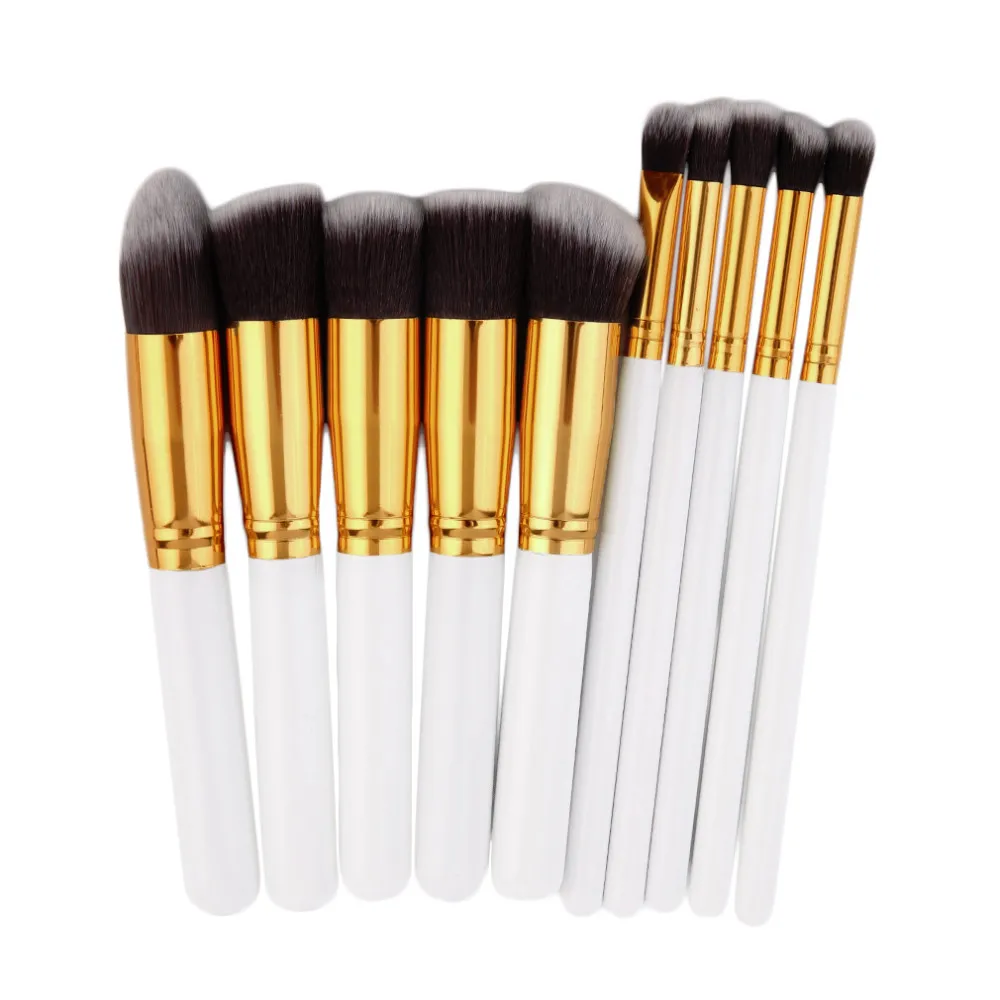 Посылка 10 переносная Кисть для макияжа большая Деревянная ручка черный Золотой