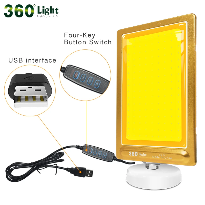 Портативный фонарь TM 12 COB DC 5 В светодиодный перезаряжаемый USB для кемпинга