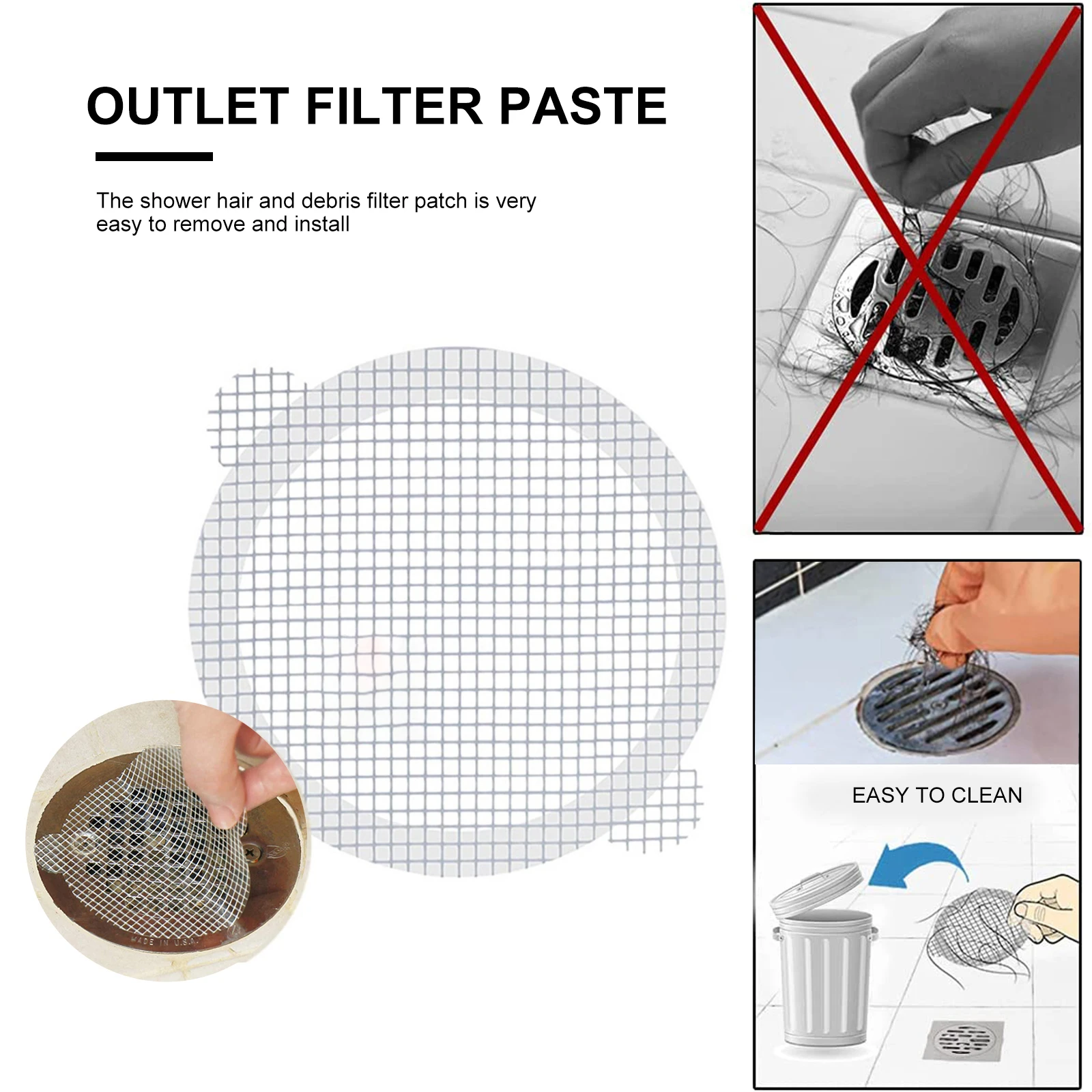 

50PCS Disposable Floor Drain Sticker Bathroom Kitchen Hair catcher Trap stopper Waste Sink Strainer Cleaning Paper Home Supply