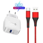 Быстрое зарядное устройство QC3.0 USB Тип C USB кабель для передачи данных для Samsung S8 S21 A71 Xiaomi Mi 11 10T Redmi 8 Note 9 10 Realme 7 6 5 Pro