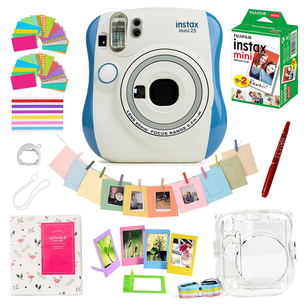 Fujifilm Instax Mini 25 мгновенная камера + прозрачный полный защитный чехол 64 альбом с