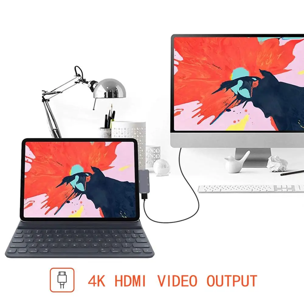 Концентратор USB C для iPad Pro 2018 3 1 аудио 4K HDMI 0 PD Macbook / Air Samsung dex HUAWEI адаптер Type |