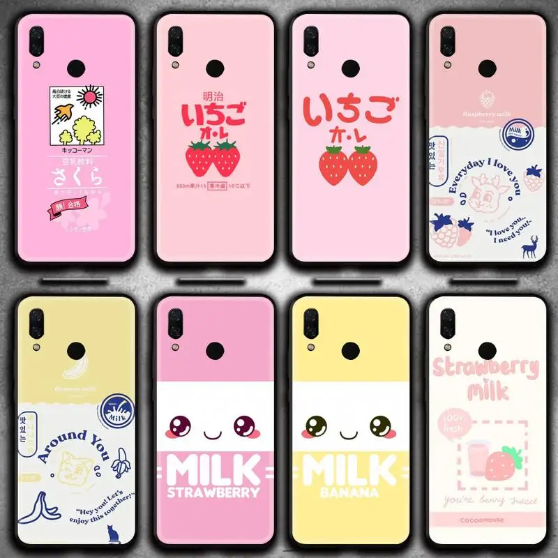 

Cute Strawberry Milk Phone Case Huawei Y6P Y8S Y8P Y5II Y5 Y6 2019 P Smart Prime Pro