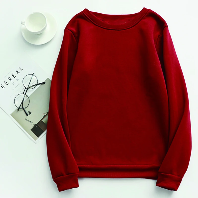 Однотонная Толстовка с длинным рукавом и круглым вырезом | Женская одежда