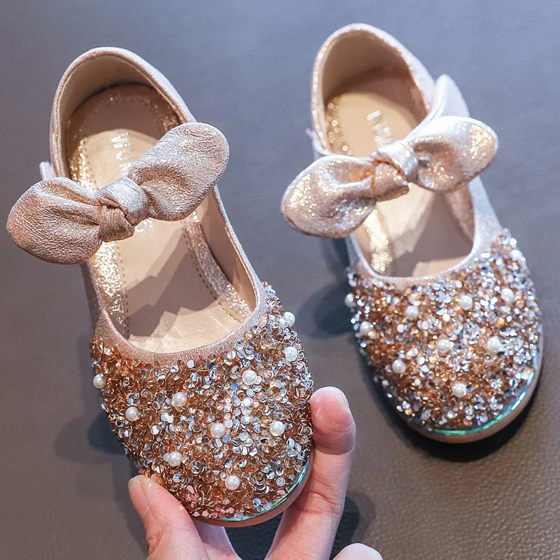 Princess Shoes Girls Shoes 2022 New Spring And Autumn Soft Sole Crystal Shoes Show High Heels Children's Shoes Single Shoes
