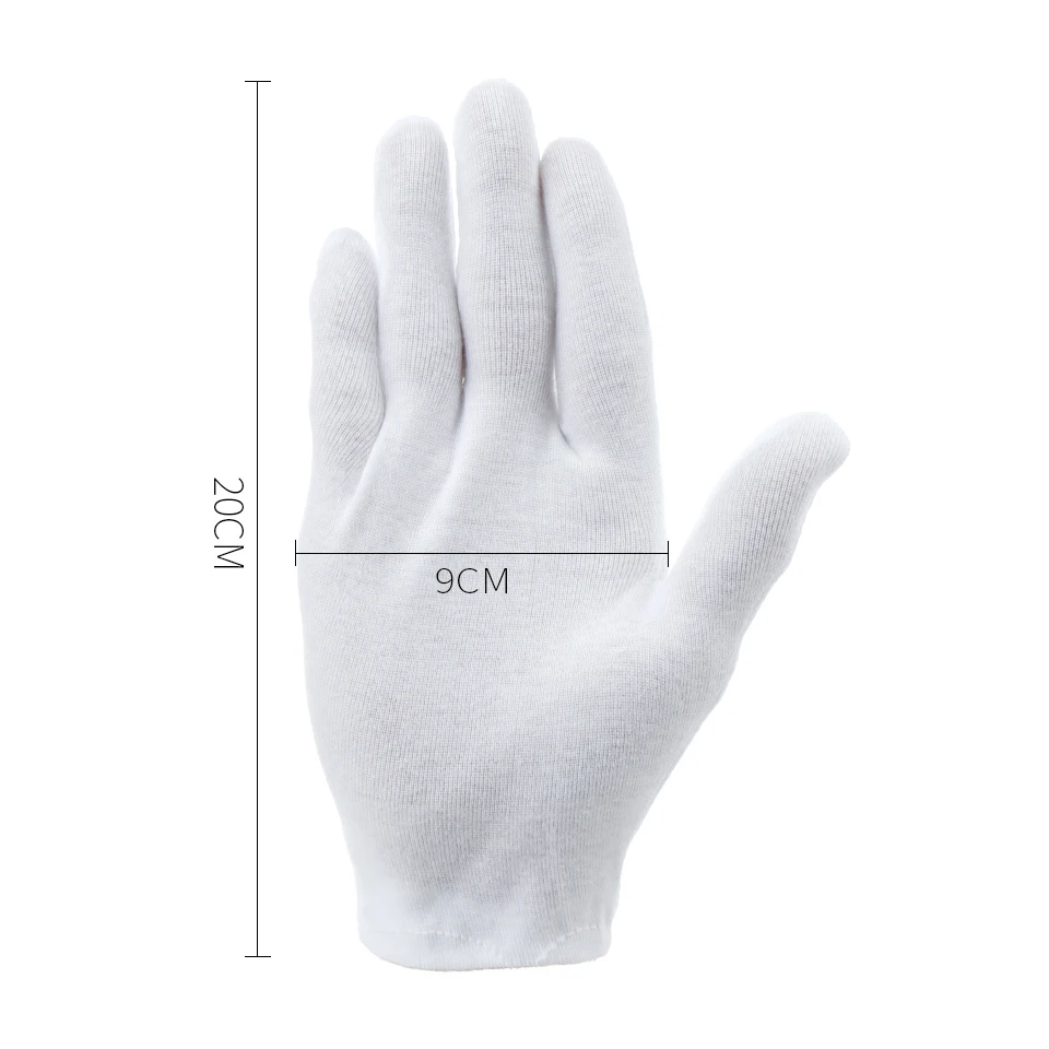 Плотные хлопковые перчатки 12 пар серебряные рабочие для проверки монет