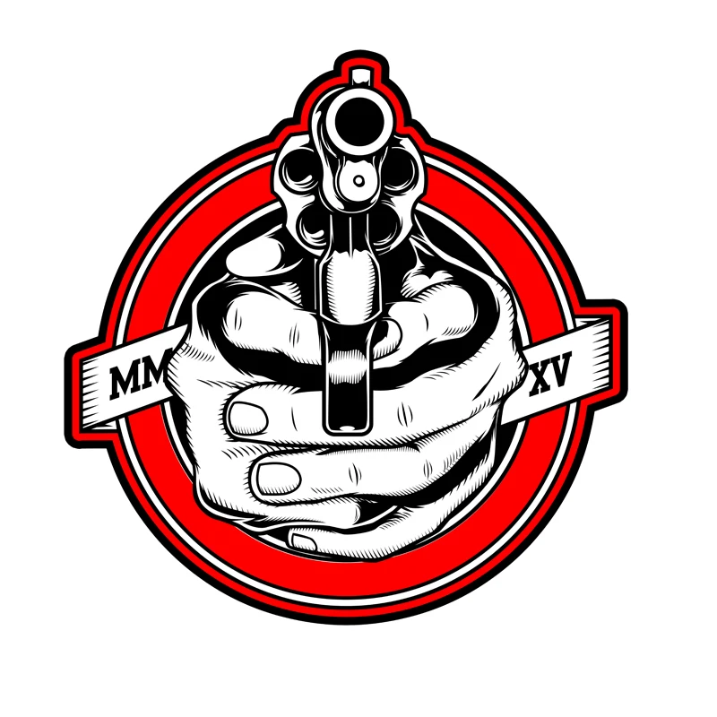 Revolver aimed at tactical style windshield sticker decal # 04054