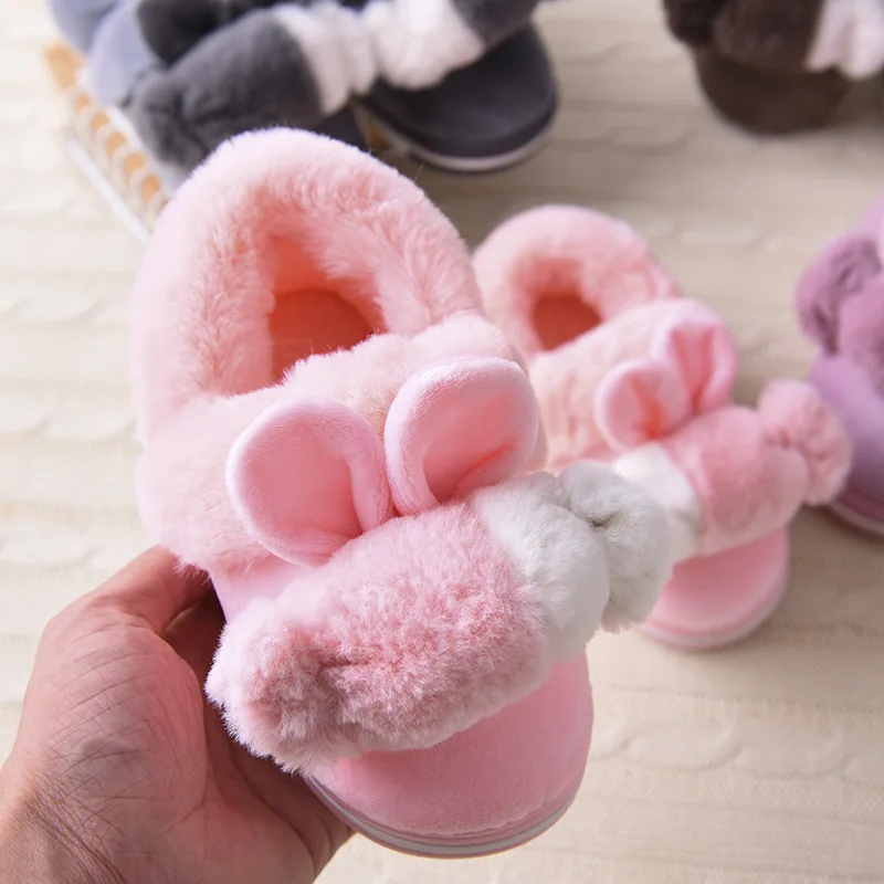 Зима 2019 г. домашние тапочки для малышей Домашние хлопковые с рисунком кролика