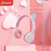 caridite m6 cat ear headset wireless bluetooth headset with microphone foldable adjustable stereo headset high resolution audio
