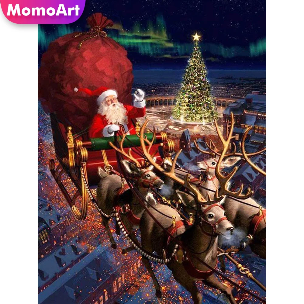 

MomoArt алмазная живопись Санта Клаус искусство Алмазная мозаика олень наборы для вышивки крестиком 5D DIY Рождественский подарок