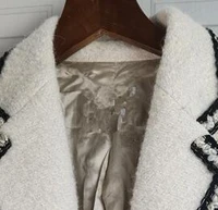 women coat 2021 autumn and winter new retro tweed contrast color pocket decoration ribbon blazer jacket
