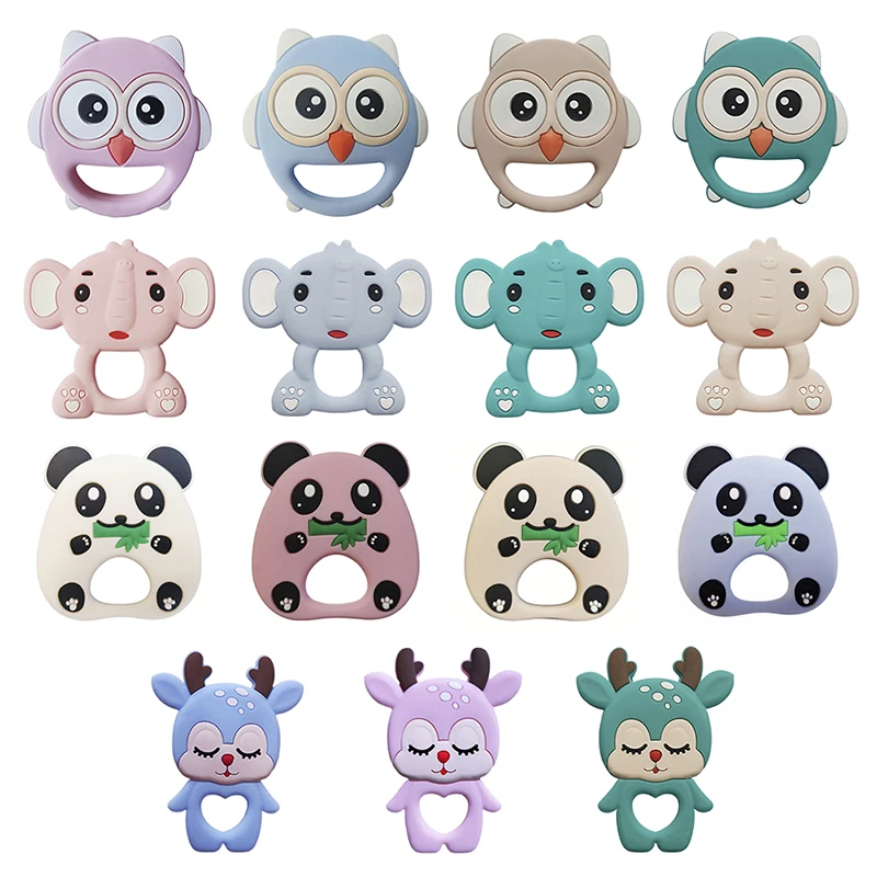 

1Pc Baby Silicone Teether Toys Baby Cartoon Animals Teether Baby Accessories Teething Nursing Pacifier Clip Silicone Bead