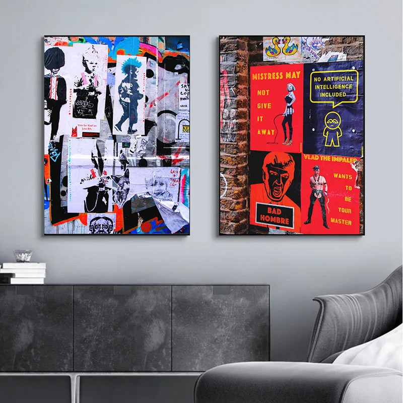

Graffiti art characters color wall art canvas painting posters and prints wall pictures suitable for life home decoration