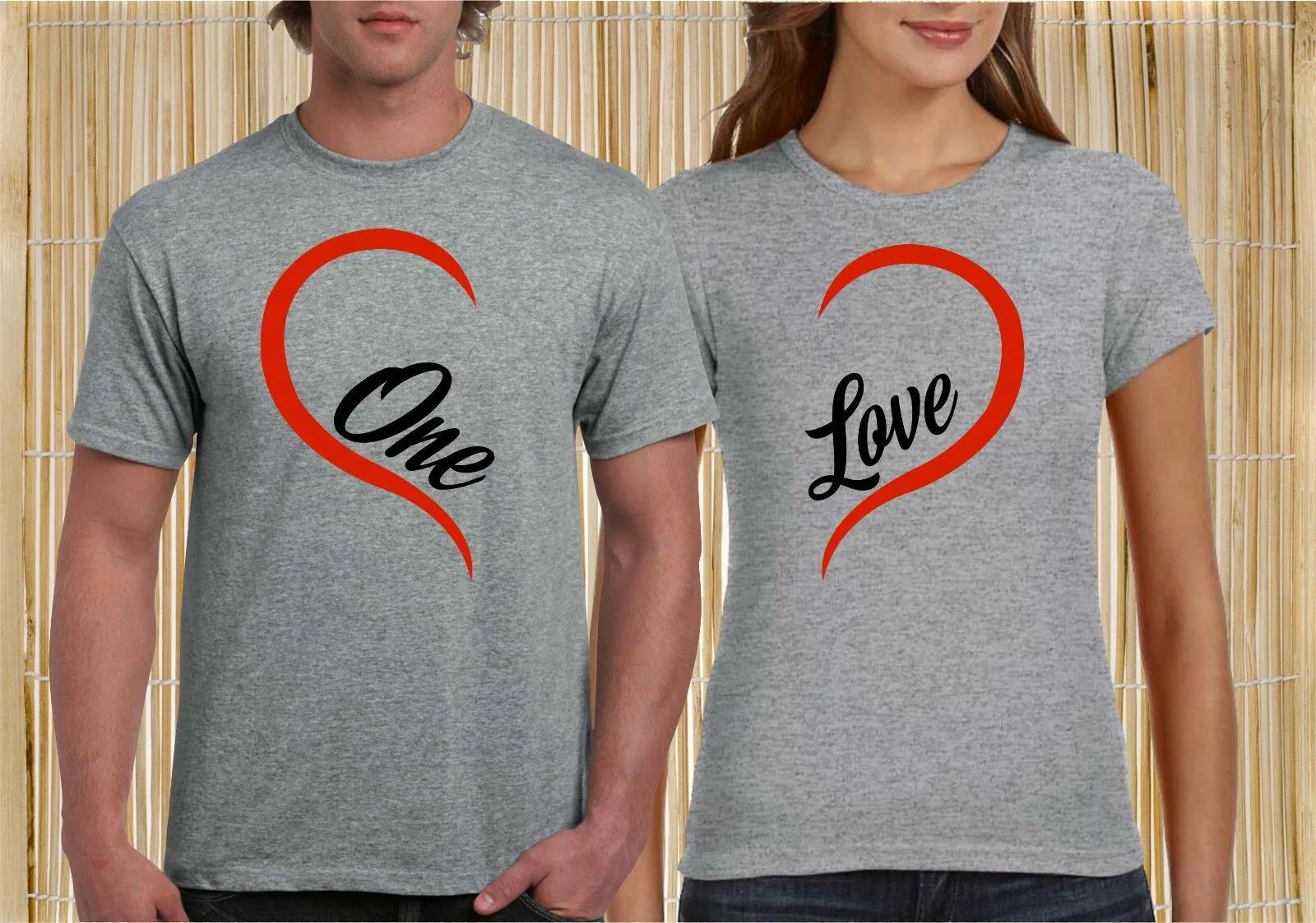 Футболки с надписью One Love Heart пары|Сочетающаяся одежда для семьи| |