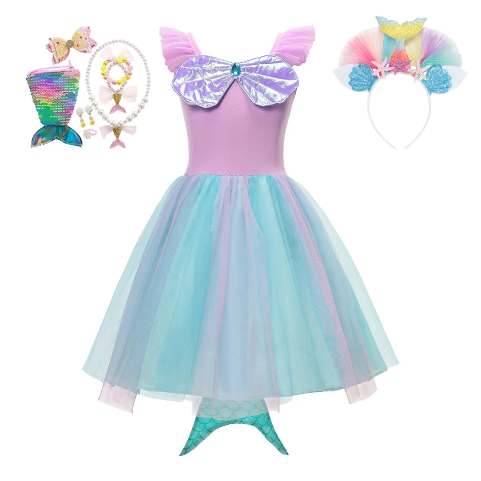 Маленький костюм Русалочки Блестящее платье с блестками и Сетчатое на выпускной