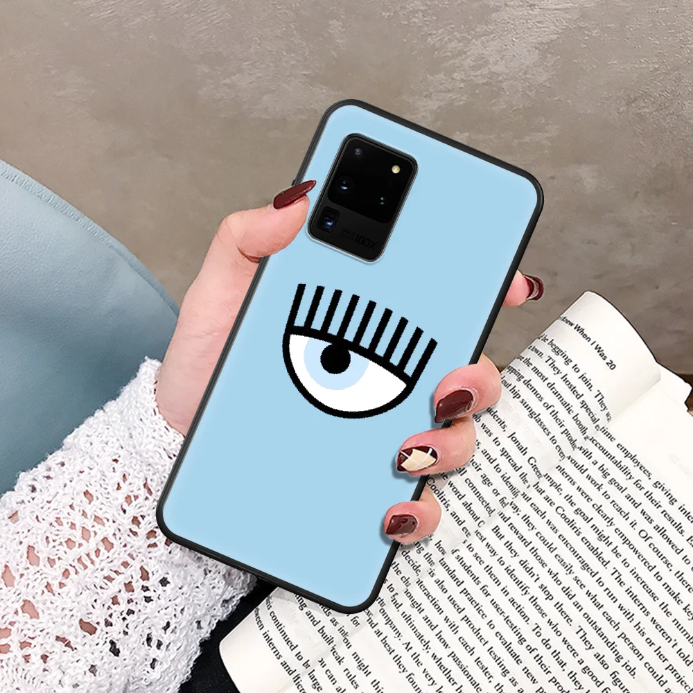 

Hot Chiara Ferragni Eyes Phone Case For Samsung Galaxy Note S 8 9 10 20 Plus E Lite Uitra black Etui Painting Prime Soft Shell