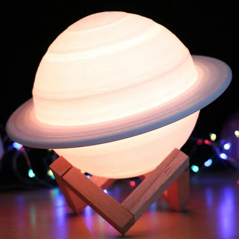 Новый 3D печать лампа Сатурна Луны лампы 16 Цвет s изменить сенсорный Usb