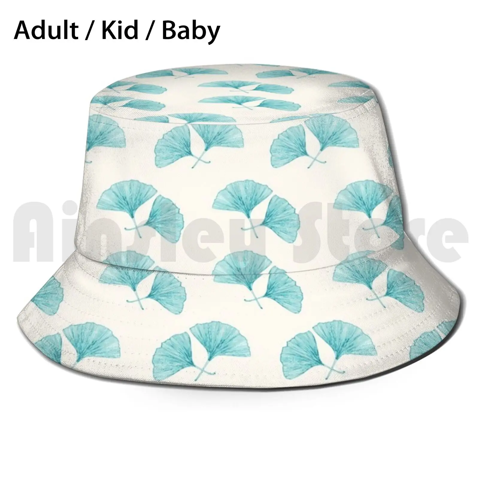 

Синяя Солнцезащитная шляпа Ginkgo 1154 Панама синие листья гинкго цветочный узор природа голубой линейный голубой