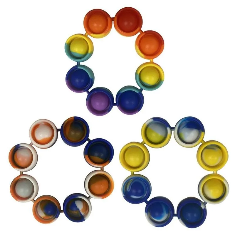 

New Fidget Toys Soft Silicone Wristband Portable Press Decompression Toy Push Bubble Dimple Bracelet Anti Stress Reliever