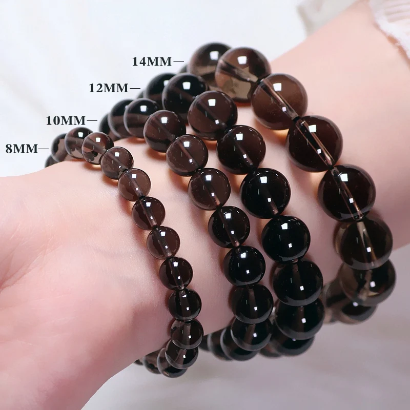 

Natural Smoky Quartz Bracelet AAA Handmade Crystal Symbolize Steady Balance Men Women Birthday Holiday Gift Jewelry 6mm-14mm