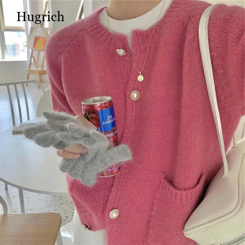 

Cardigan Womens Solid Knitted Sweaters Leisure All-match Korean Style Loose Elegant Students Fashion Candy Color Female Soft New