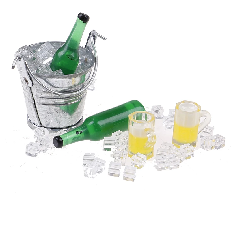 Горячая продажа кукольный домик миниатюрное милое ведро для кубиков льда 1:12 весы