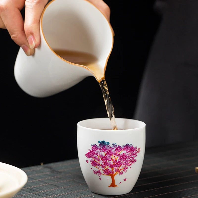 

Creative Japanese Magic Teacup The Four Beauties Hot Temperature Discoloration Color Changing Tea Cup Flower Ceramic Cup Set