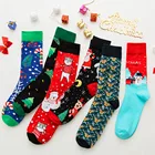 Новые модные хлопковые рождественские носки для женщин и мужчин, Осень-зима, новогодний Санта Клаус, Рождественская елка с изображением снежного лося, подарок