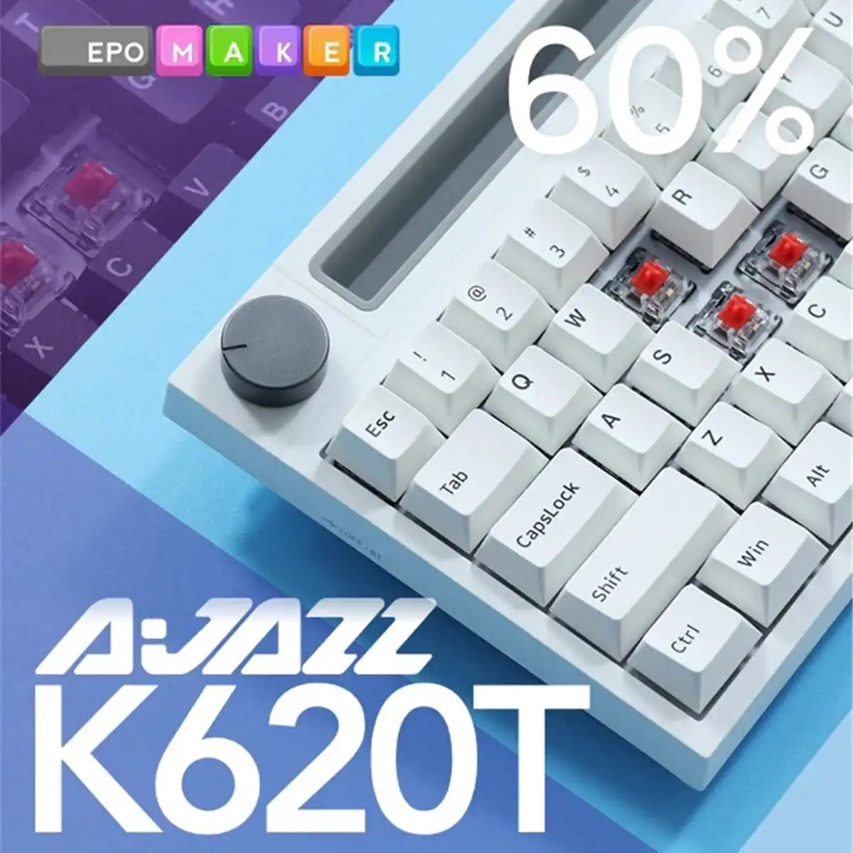 

Ajazz K620T 62 Keys Gaming Mechanical Keyboard RGB bluetooth Wireless Type-C Wired Dual Mode Rechargeable Keyboards With Holder