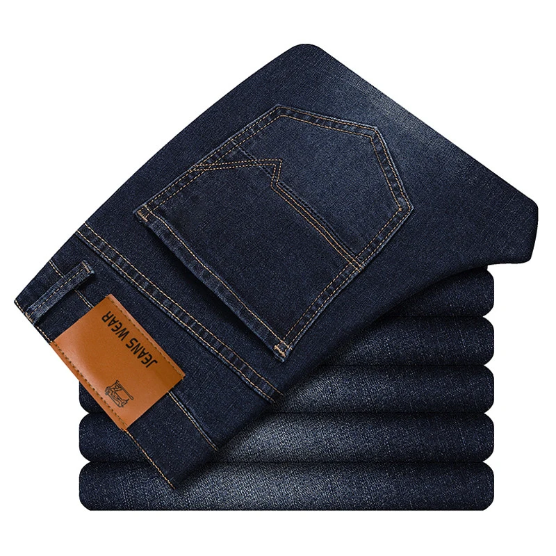 116-Blue black Бренд Brother Wang, мужские облегающие джинсы, модные, деловые, классические, стильные, Стрейчевые джинсы, джинсовые штаны, повседневные брюки, мужские, черные, синие - Цвет: 116-Blue black