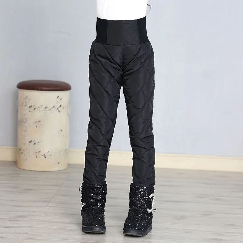 Высококачественные штаны на белом утином пуху для девочек зимние осенние