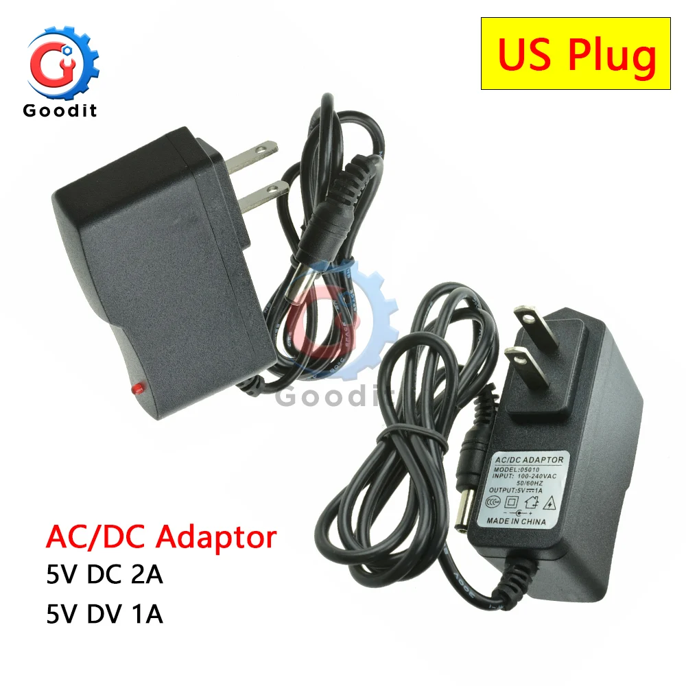 100 240 В AC адаптер преобразователя DC 5 1A 2A зарядное устройство US Plug мм * 2 1 в для
