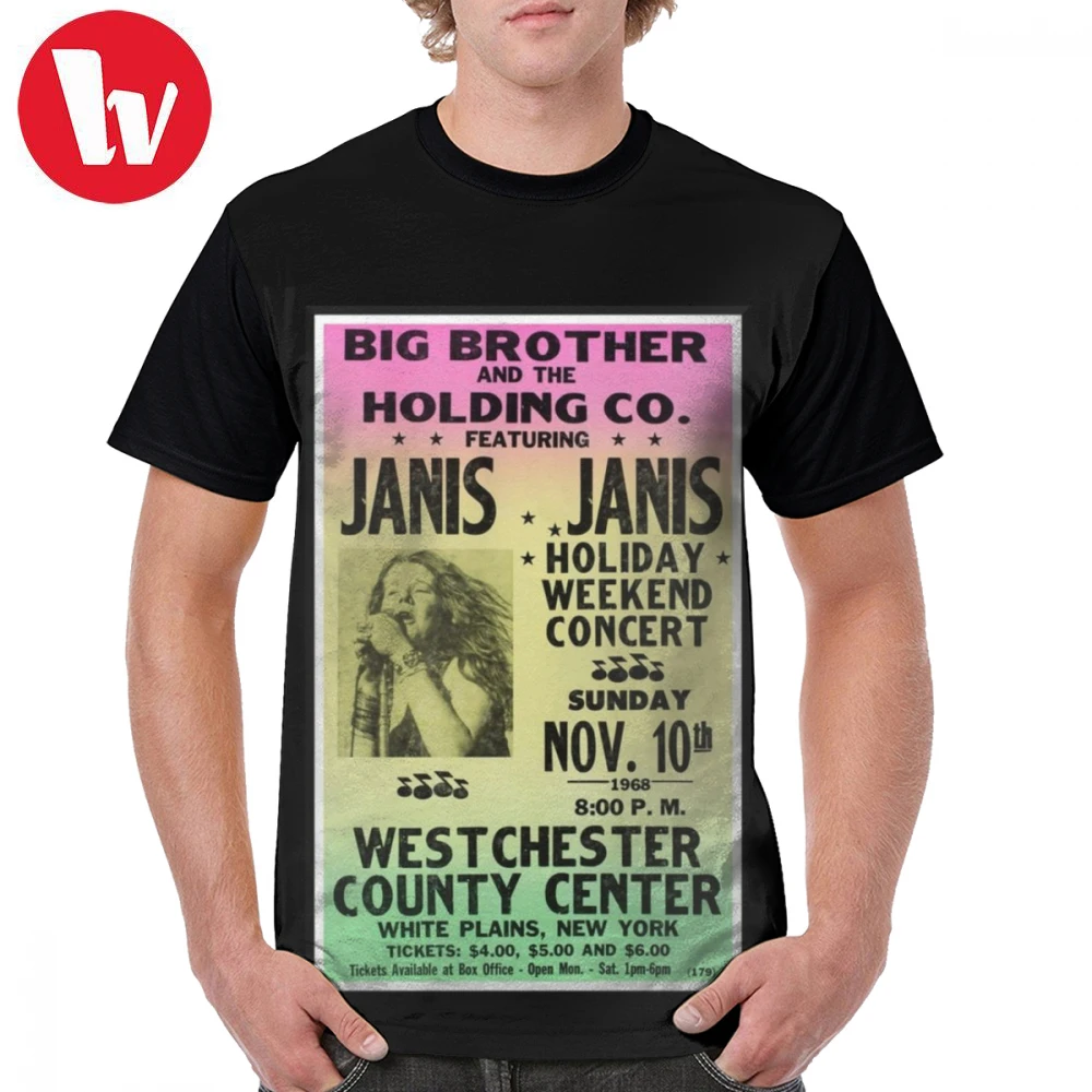 Janis Joplin T Shirt Live T-Shirt Short-Sleeve Beach Graphic Tee Polyester Print Man Plus size Funny Tshirt | Мужская одежда