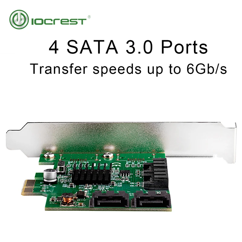 IOCREST PCIe 4 порта 6G SATA III 3 0 карта контроллера Marvell 88SE9215 Non Raid 2 0x1 Расширительная