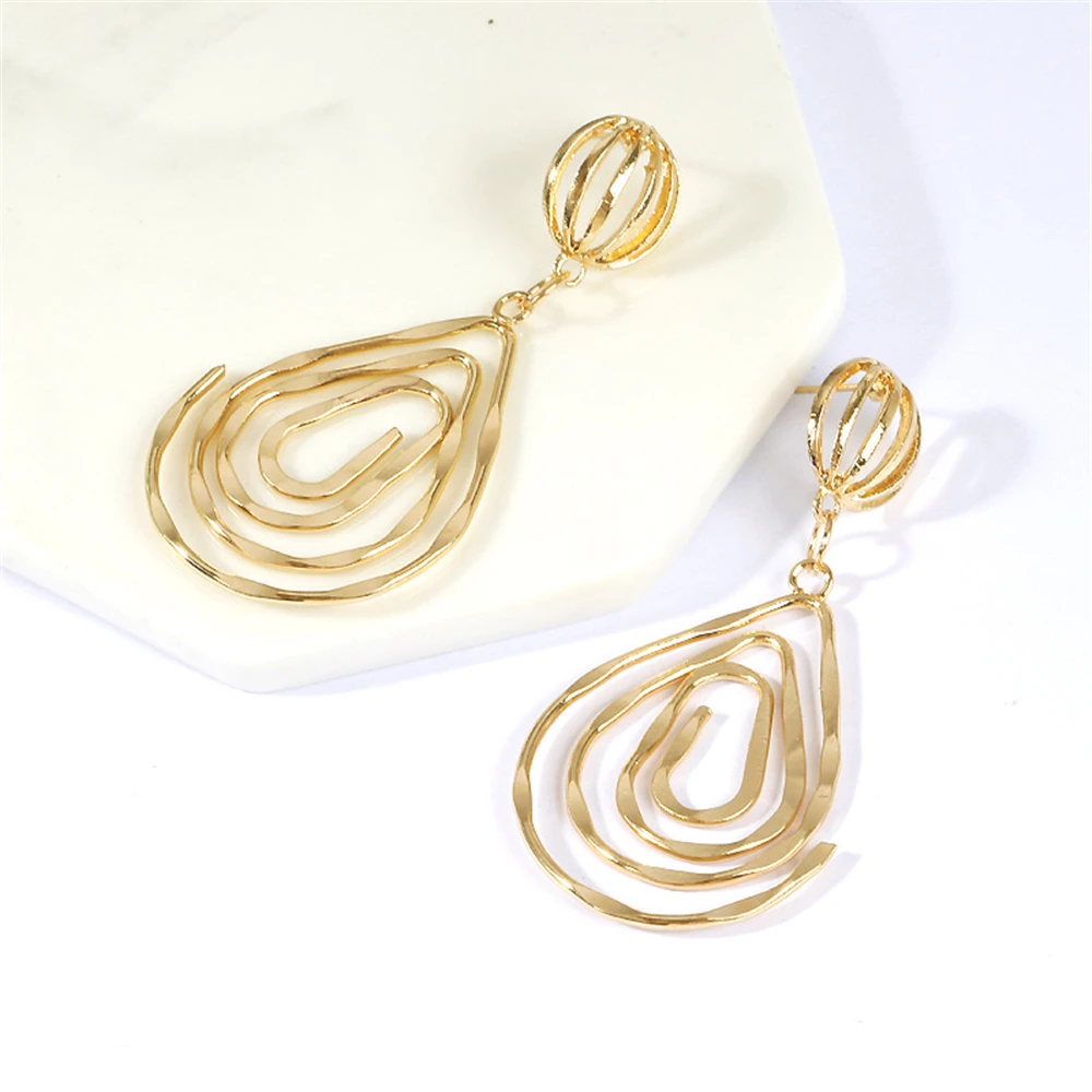 Модные Винтажные висячие серьги с полым ветром большие капли неправильной формы